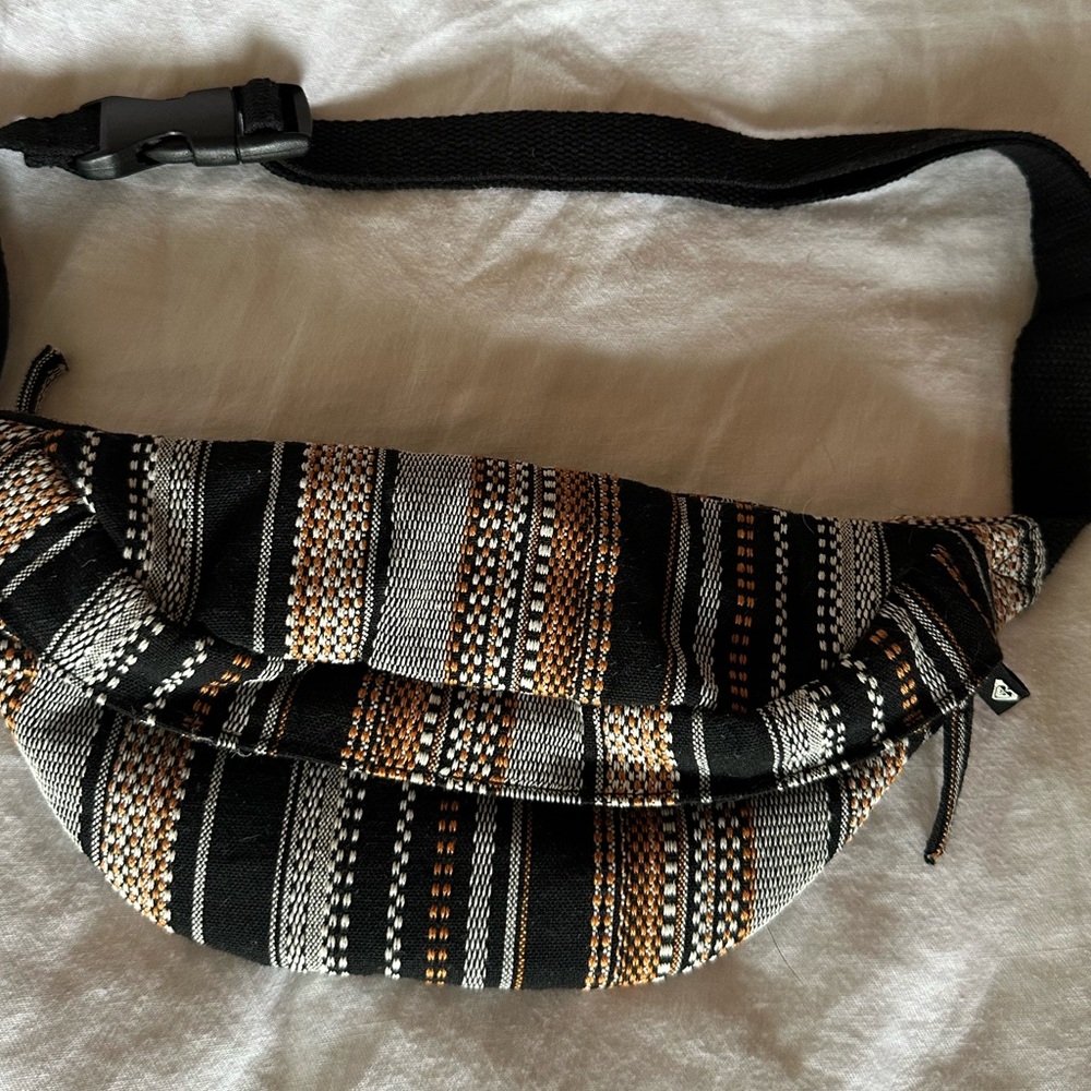 Roxy Black and Orange Striped Fanny Pack